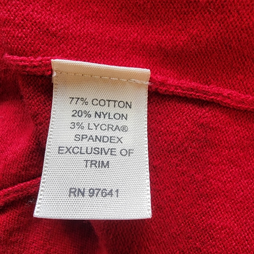 J.JILL Red Knit Button Front Cardigan Sweater Cotton Blend 6 Velvet Buttons LG - Picture 5 of 7